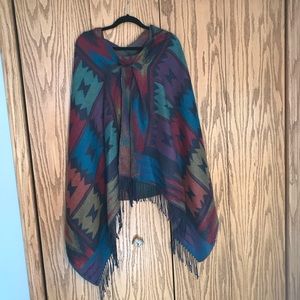 Patterned multicolored poncho/cape/shawl